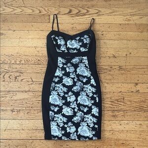 Elegant Black and White Floral Dress
